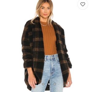 Amanda Uprichard Aspen Cardi Coat Brown Plaid S Small